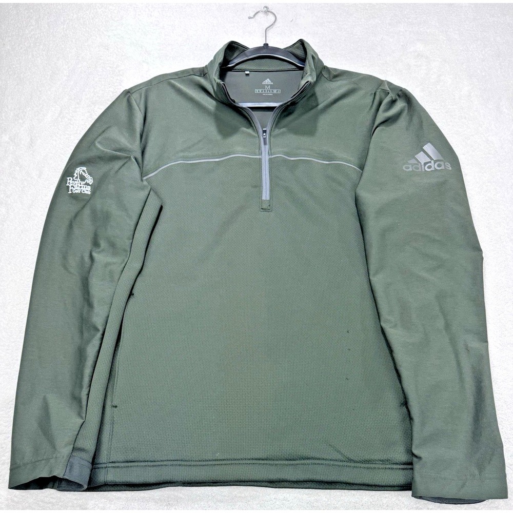 Adidas Pullover‎ 1/4 Zip Long Sleeve Mens M Khaki Green Golf Zip Pockets